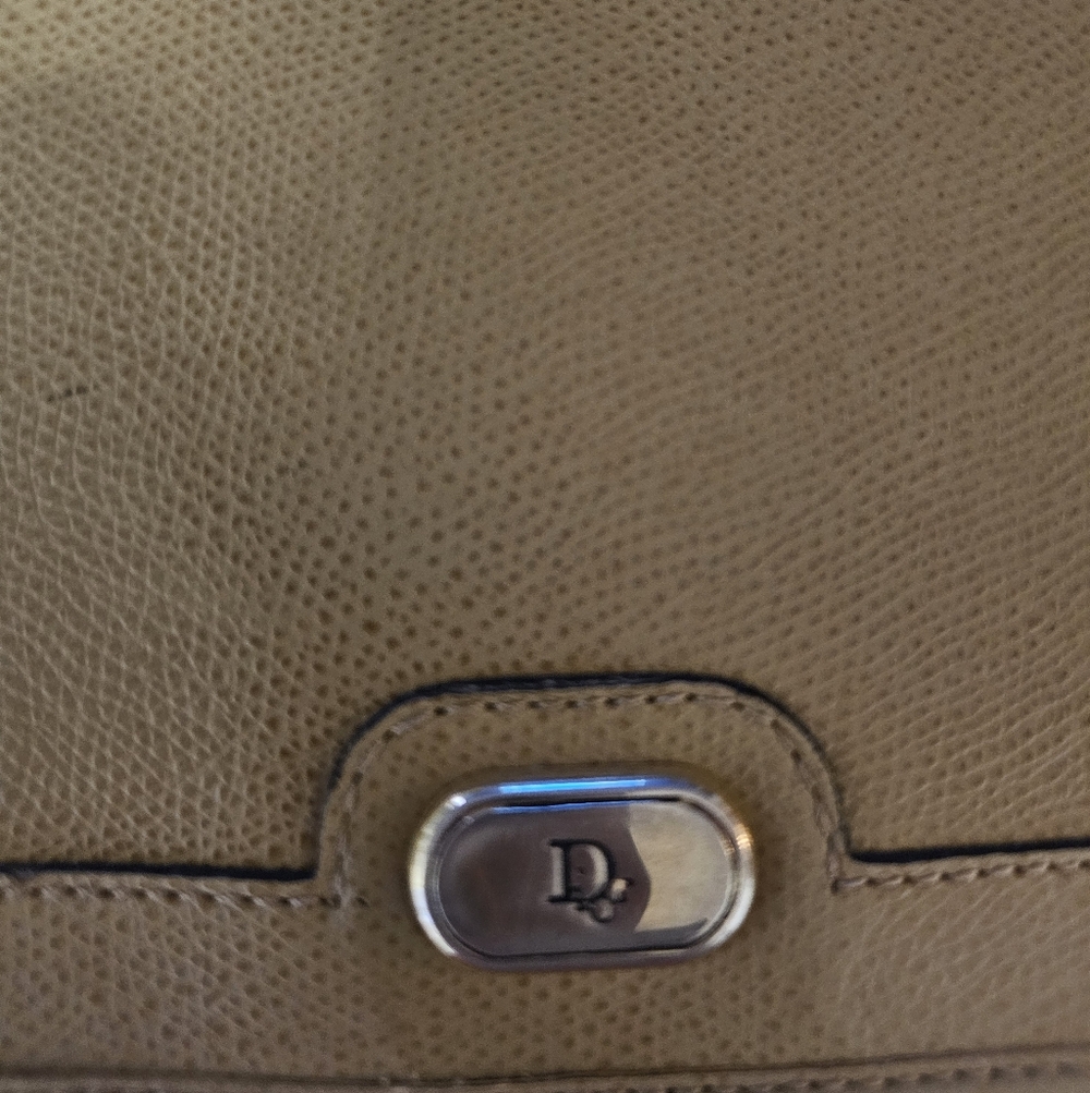 Christian Dior Leather Handbag Shoulder Bag Purse Brown Neutral Beige - Picture 2 of 11